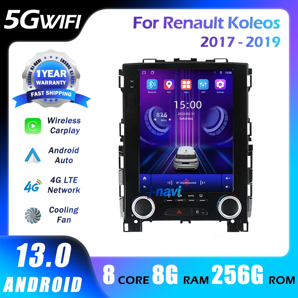 

9.7Inch 8G 128G For Renault Koleos 2017 - 2019 Vertical screen Android 13 Car Radio Multimedia Video Player GPS Navigation