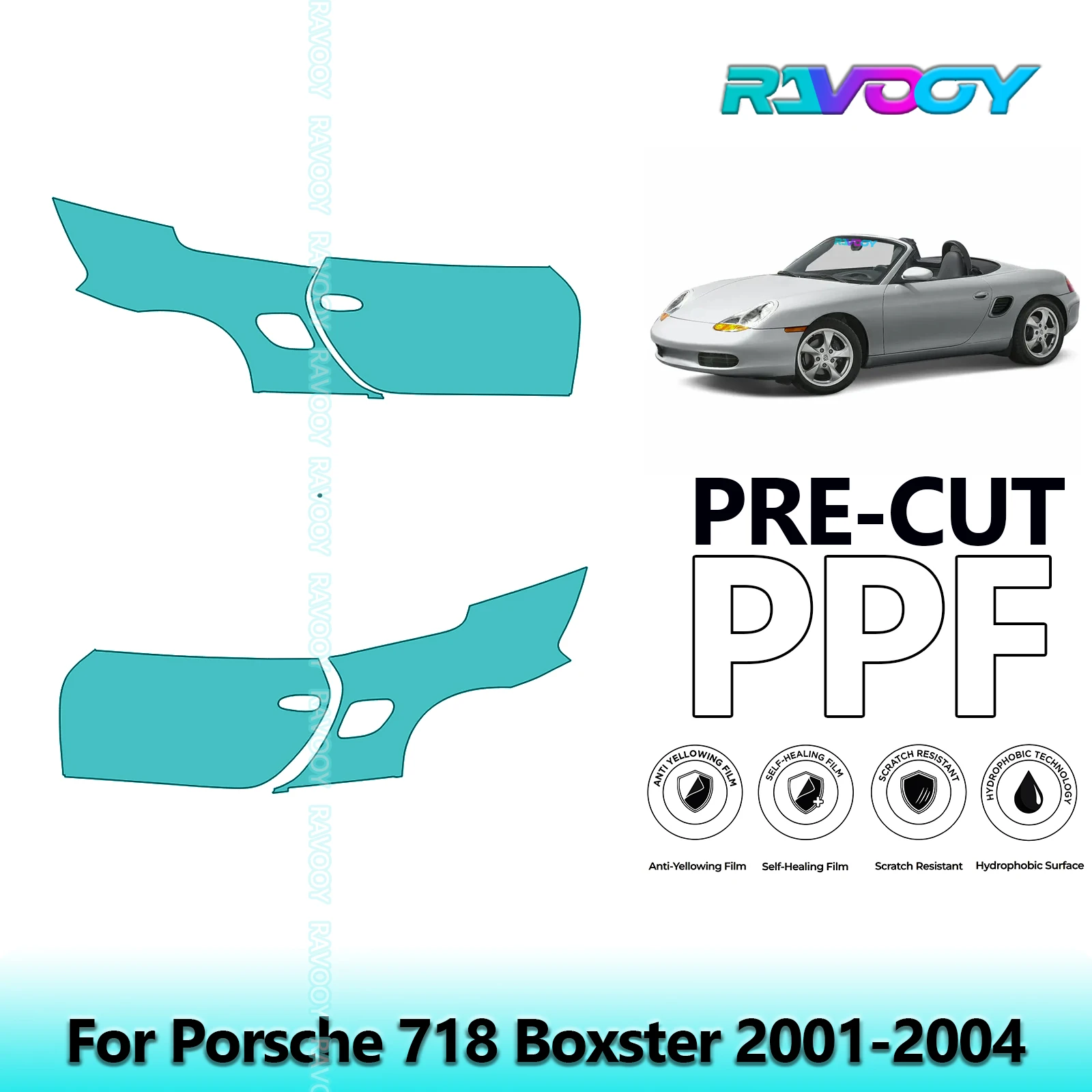 

For Porsche 718 Boxster 2001-2004 8.5mil Clear Matte Pre-Cut PPF Door & A/B Pillar Kit TPU Paint Protection Film Set