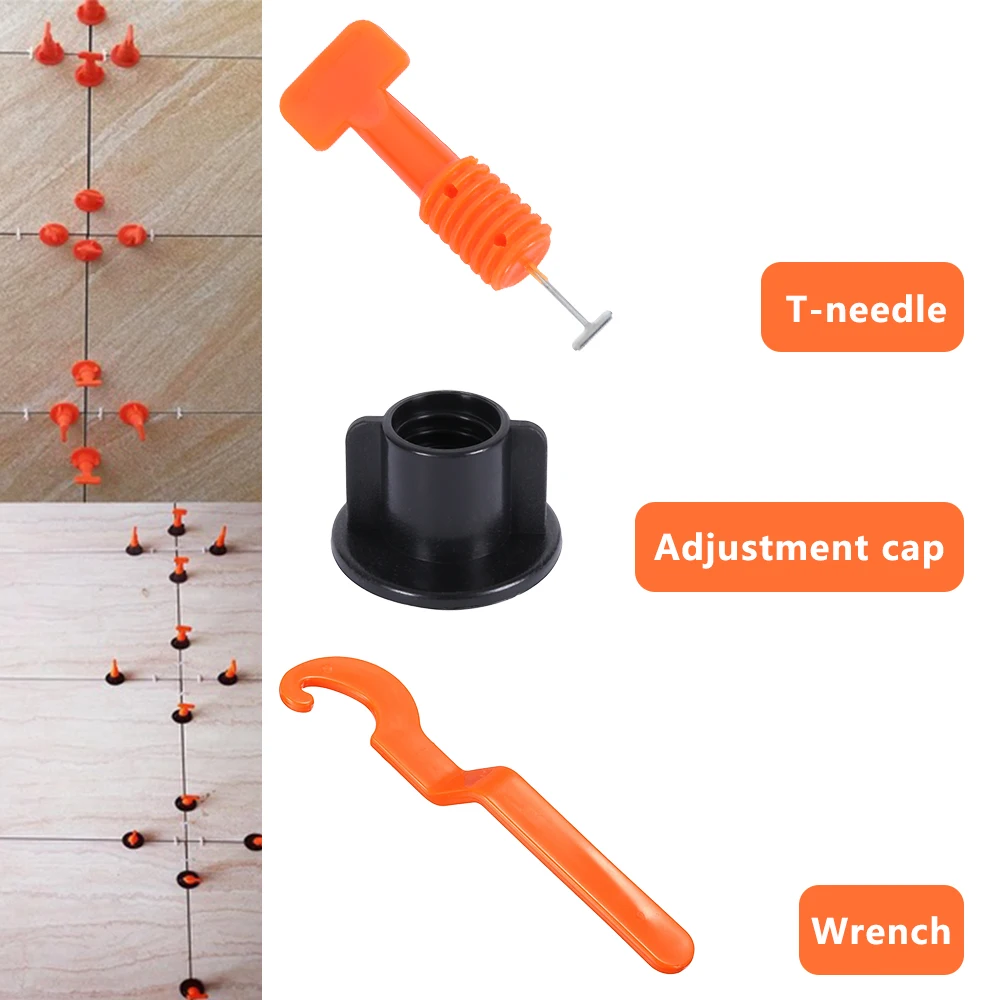 Fifty Piece Tile Installation Aid Leveler Flat Ceramic Floor Wall Construction Tool Reusable Leveling System Kit for Tile