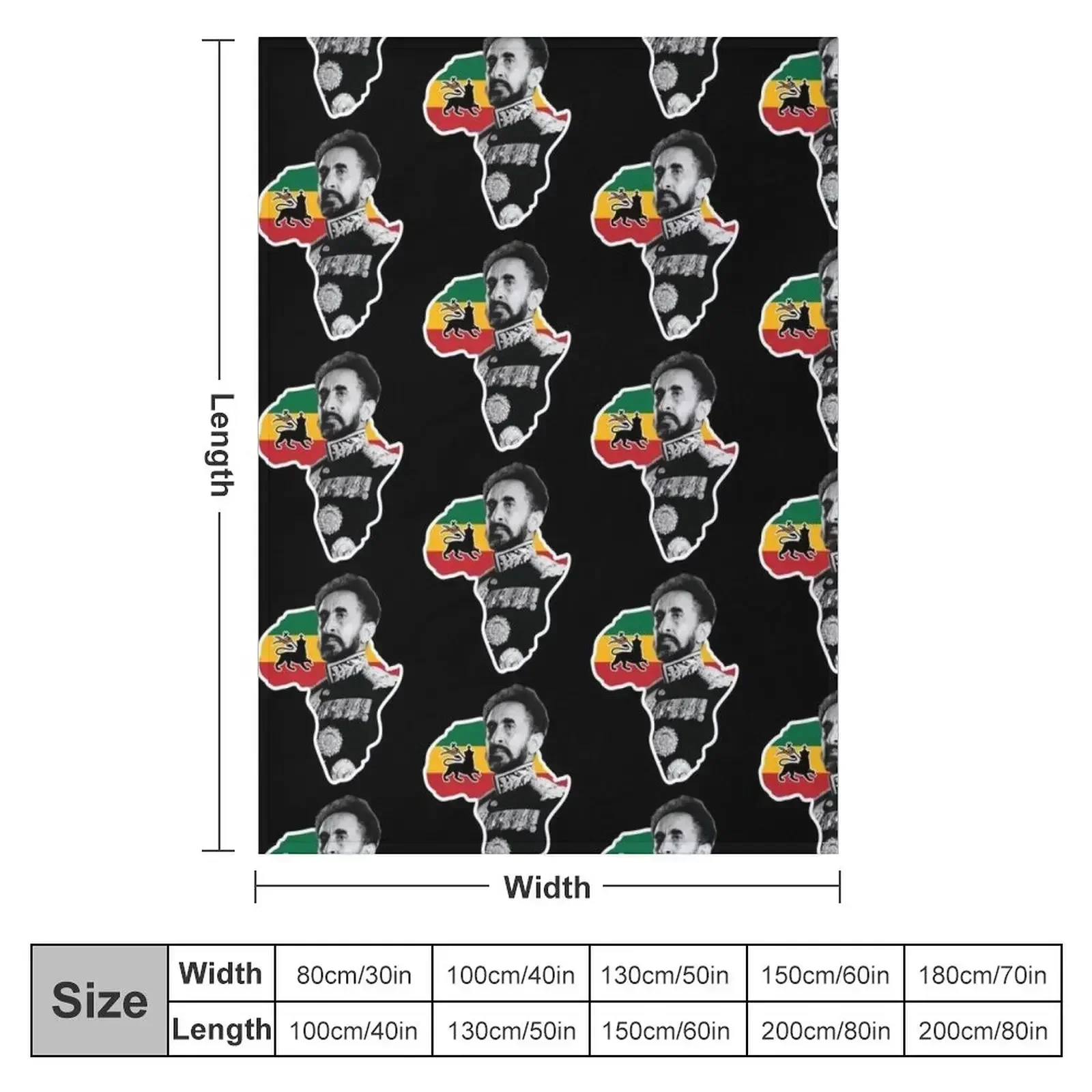 Haile Selassie I King of Kings with the African Map Throw Blanket Furry Tourist Blankets