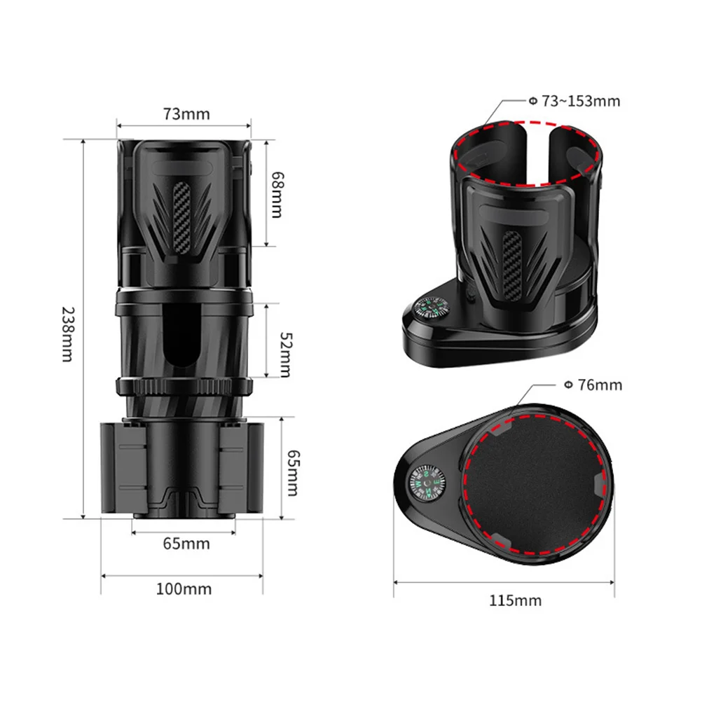 

Multifunctional Car Cup Holder Expander Stable ABS Reusable Easy Install Storage Phone Beverage Water Cups Practical Function