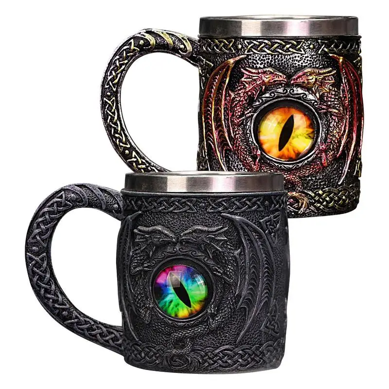 Dragon Beer Mug Norse & Celtic Men Mugs Dragon Vintage Beer Mug Sculpture Coffee Cups Tankard Wine Steel Drinkware  Mug Beer Cup