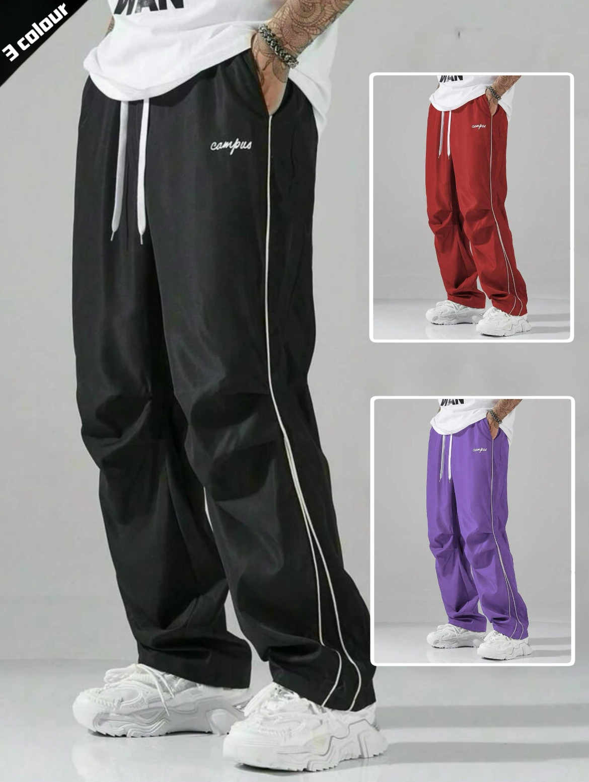 

Men's Striped Three - Color Pants with Pockets: Sports - Focused for Jogging, Fitness and Active Workouts