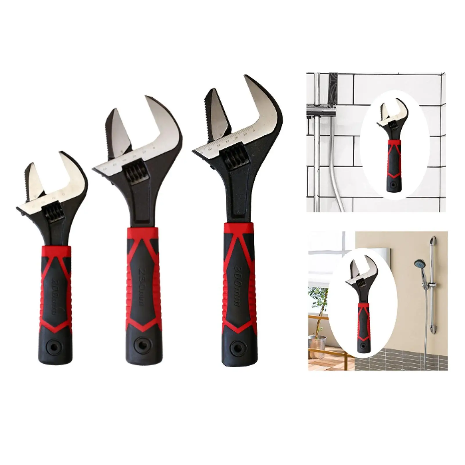 Adjustable Ratcheting Wrench Heavy Duty Spanner Comfortable Handle Hand Tool Bathroom Spanner for Bolts Home Repairing Gaps