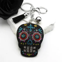 Death Skull Skeleton Tassel Key Ring Bag Accessories Crystal Rhinestone Alloy Keychain Punk Car Key Chain Jewelry Gifts K2874S03