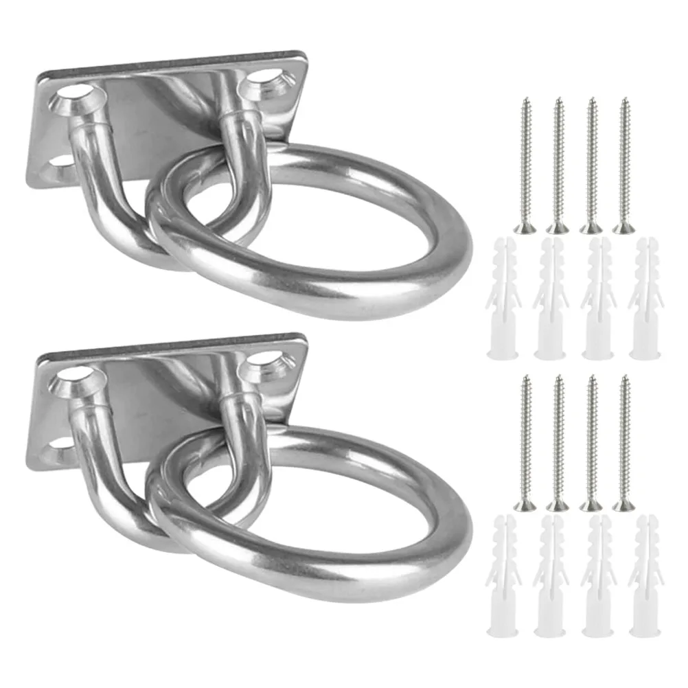 

2 Pcs Hooks for Hanging Fixed Plate Holder Heavy Duty Hammock Silver Stainless Steel