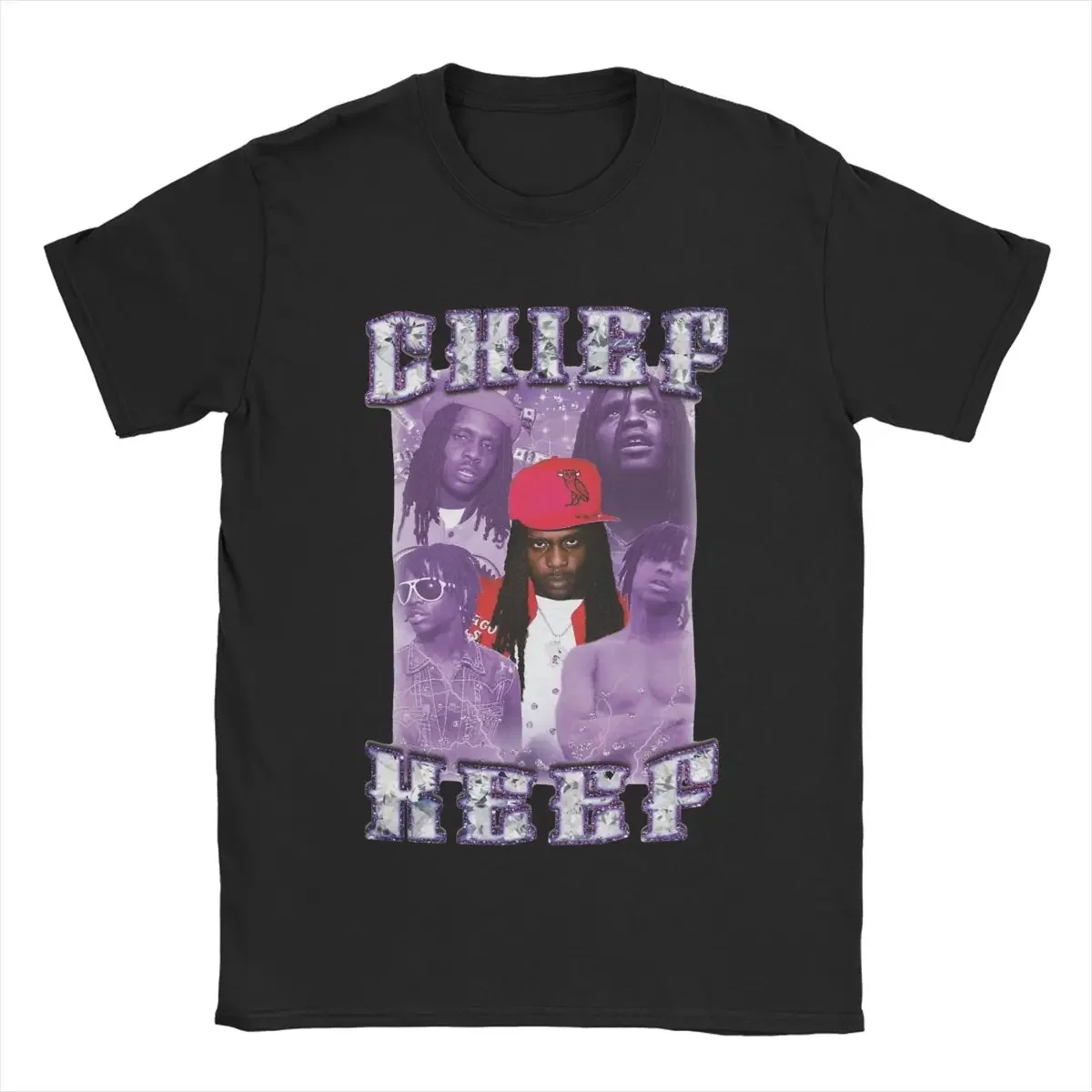 Chief Keef T Shirts Men's Pure Cotton Vintage T-Shirt Round Collar Tee Shirt Short Sleeve Clothes Plus Size