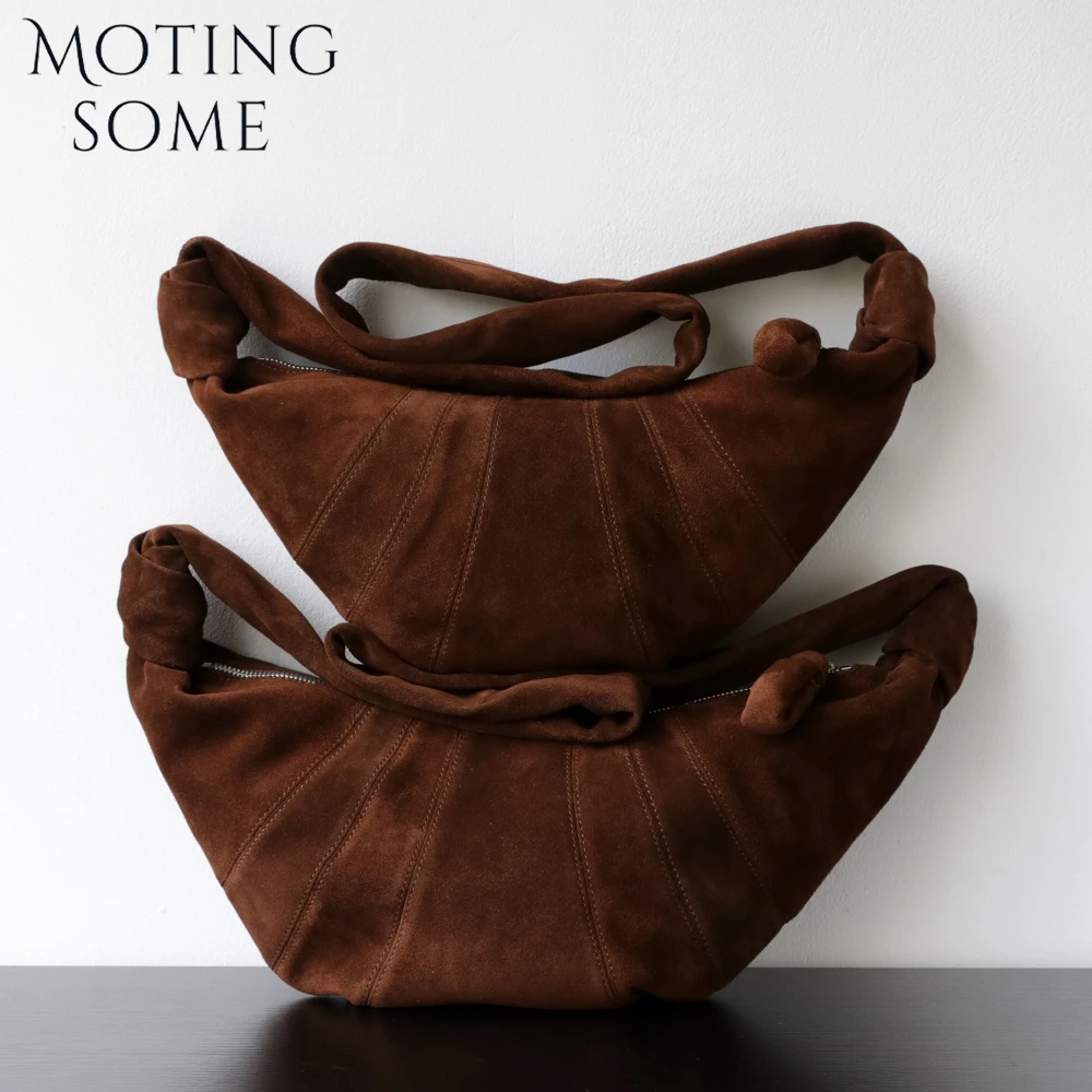 

Motingsome Niche Luxury Designer Bags Women Slack Retro Suede Genuine Leather Croissant Bag Dumpling Bag Messenger Tote 2025 New