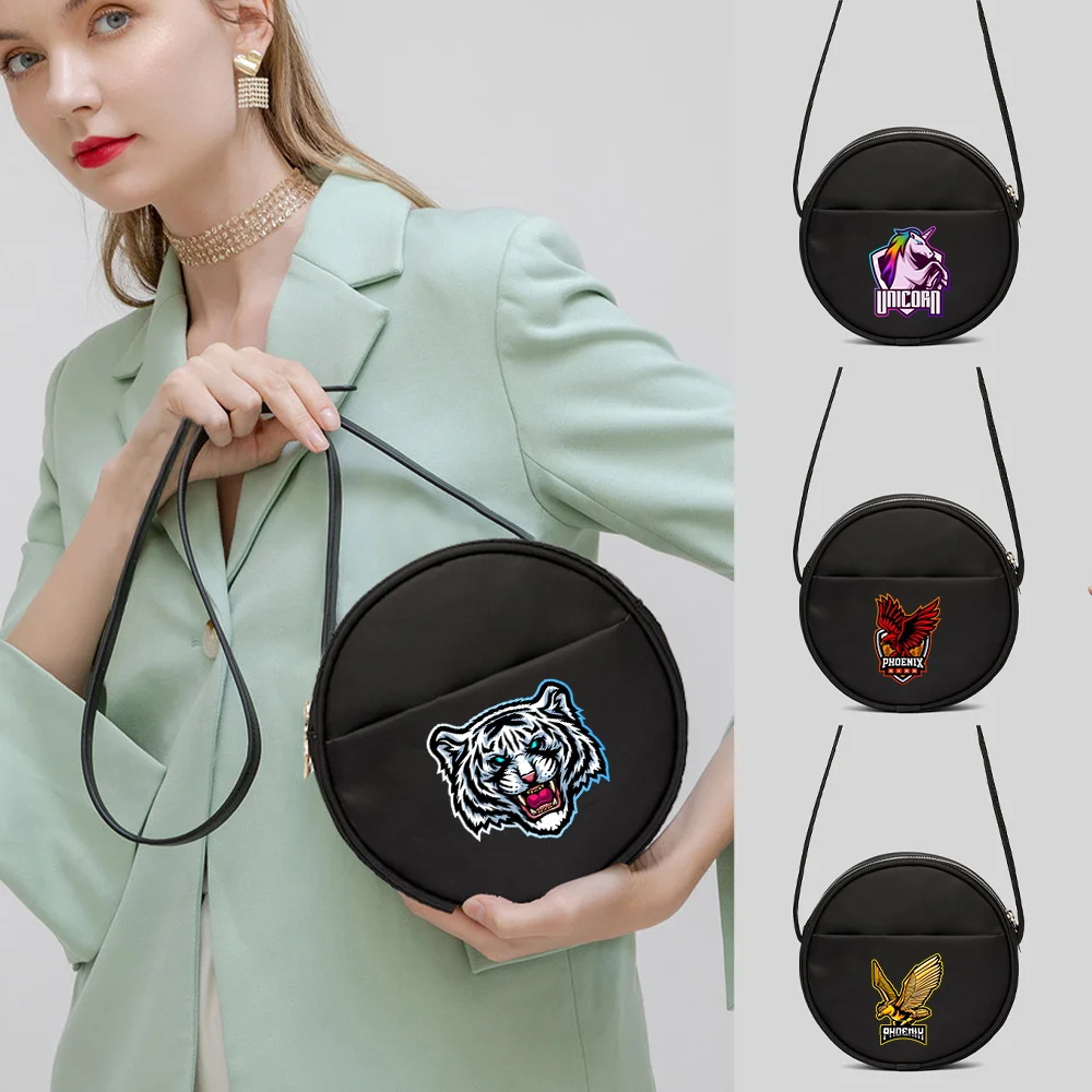 Small Round Bag Ladies Shoulder Bag Crossbody Bags for Women Fashion Teamlogo Print Casual HandBag 2023 New Harajuku Style