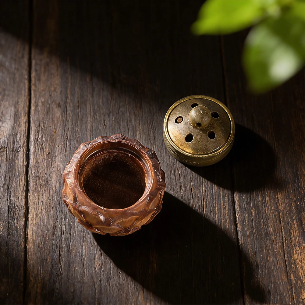 Wholesale Hand Carved Lotus Wood Incense Burner Pendant Bulk for Spiritual Jewelry Making Supply