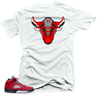 (220g Pure Cotton T-Shirt) Men's Casual Crew Neck Shirt to Match Jordan Retro Raging Bull Sneaker Shirts -Snelos Bull White Tee