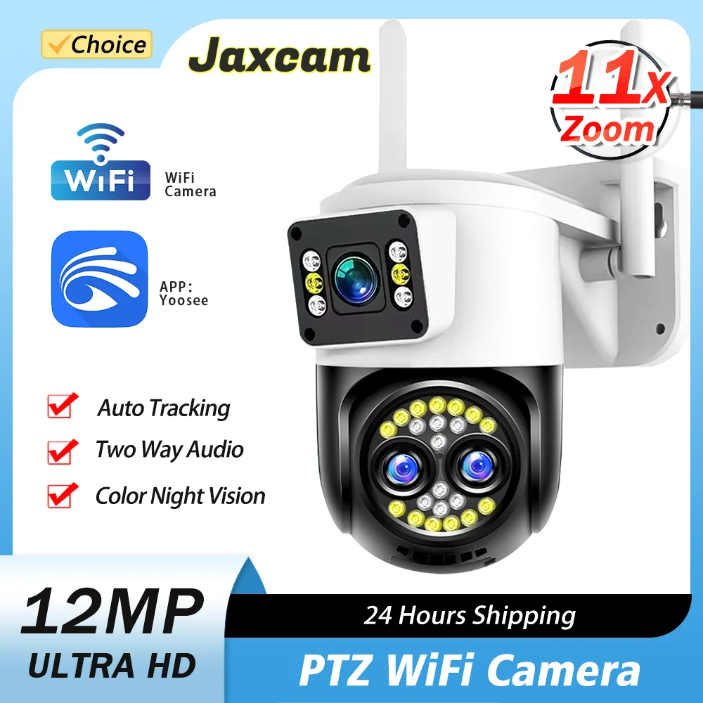 

YOOSEE 12MP 6K HD Outdoor WiFi Dual Screens PTZ IP Camera 11X Zoom Auto Tracking CCTV Security Protection Surveillance Camera