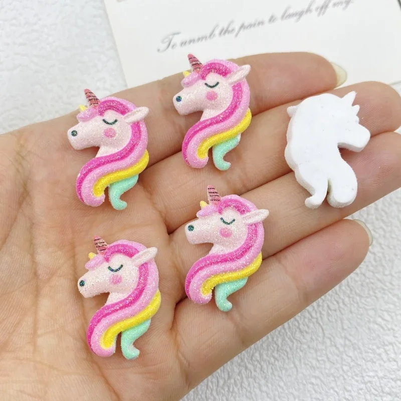 Figuras de resina con parte posterior plana de unicornio, accesorios de lazo para álbum de recortes, manualidades de decoración del hogar, 10 piezas