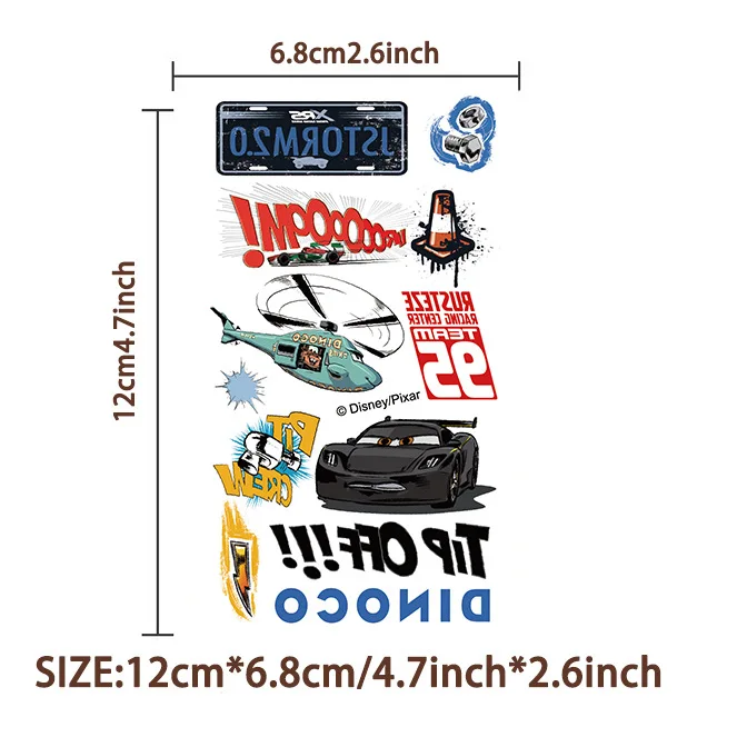 10 pièces dessin animé voitures tatouage autocollants Cool foudre McQueen tatouages temporaires autocollant Pack drôle enfants cadeau jouet Stiker