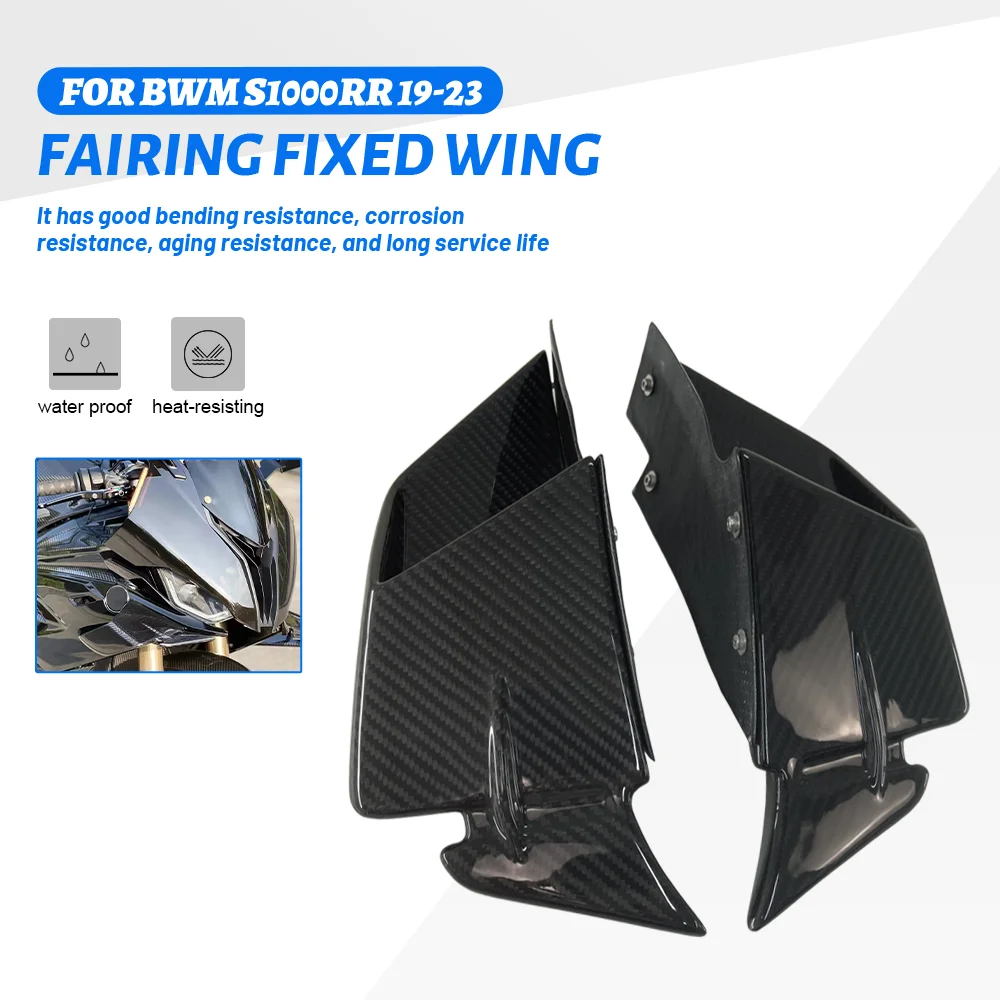 

100% 3K Carbon Fiber Winglet Motorcycle Upper Fairing Wing Let Front Spoiler For BMW S1000RR S1000 RR 2019 2020 2021 2022 2023