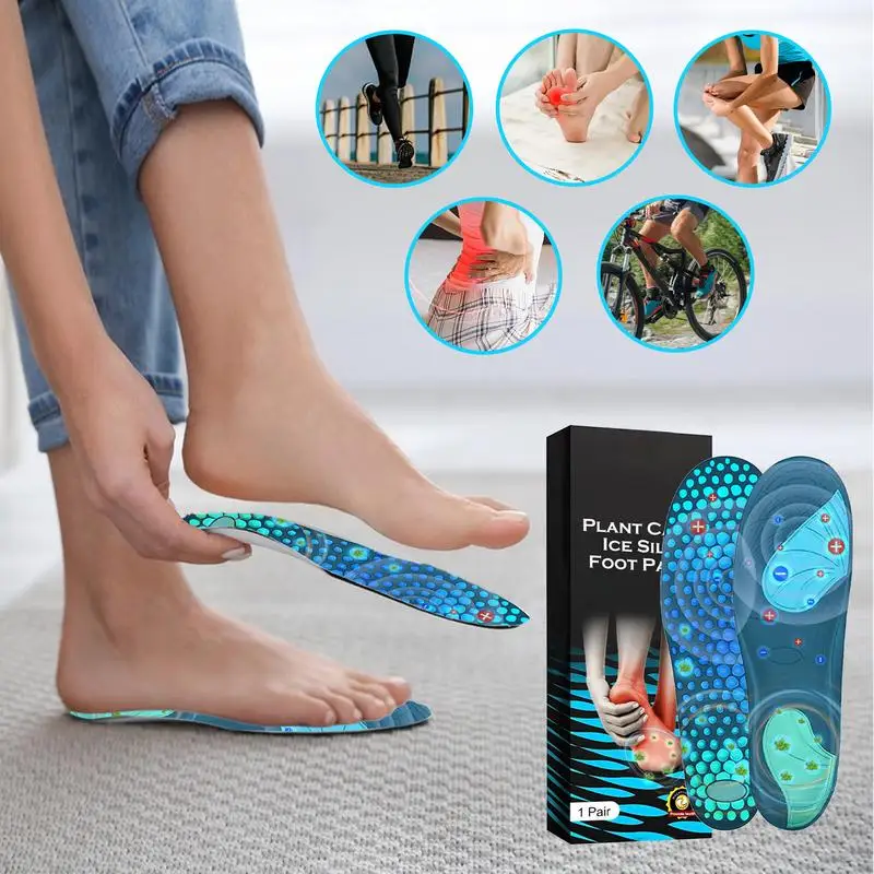 Running Sport Insert Cushion Breathable Ice Silk Comfortable Feet Care Insole Soft Vein Massage Pad For Relieving Joint Swelling