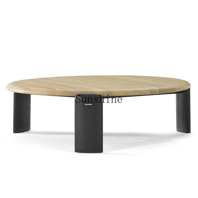 

Wabi-sabi style solid wood Italian simple natural style imported oak round coffee table