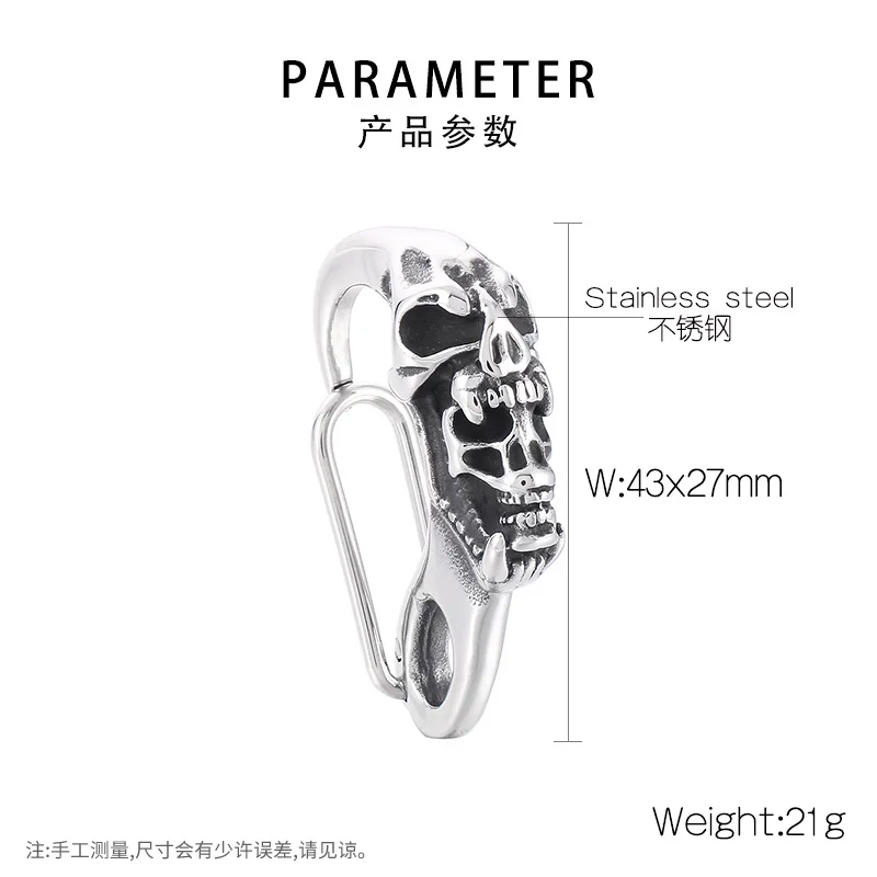 Fongten Männer Skelett Schlüssel verschluss Edelstahl Drachen Löwe DIY Schlüssel bund Verschluss Gothic Karabiner Brieftasche Schlüssel anhänger Haken für Männer – Detail 12