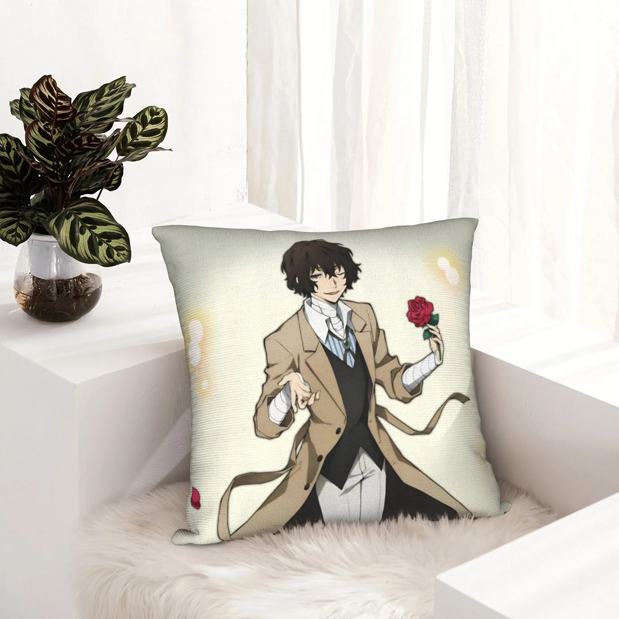 Dazai Bungo Stray Dogs Pillowcase Soft Polyester Cushion Cover Decoration  Pillow Case Cover Car Square 40*40cm