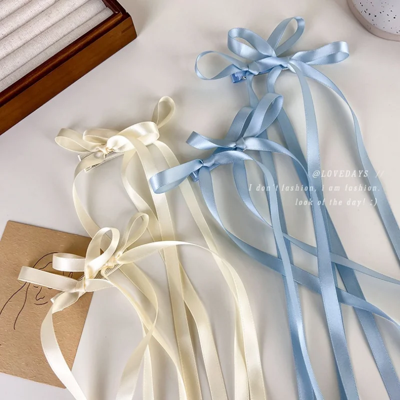 

Blue Braide Ribbons Hair Clip Bowknot Hairpin Ribbon Ponytail Sweet Cute Headdress Headdress Hairpin korean Hair Accessories 1pc