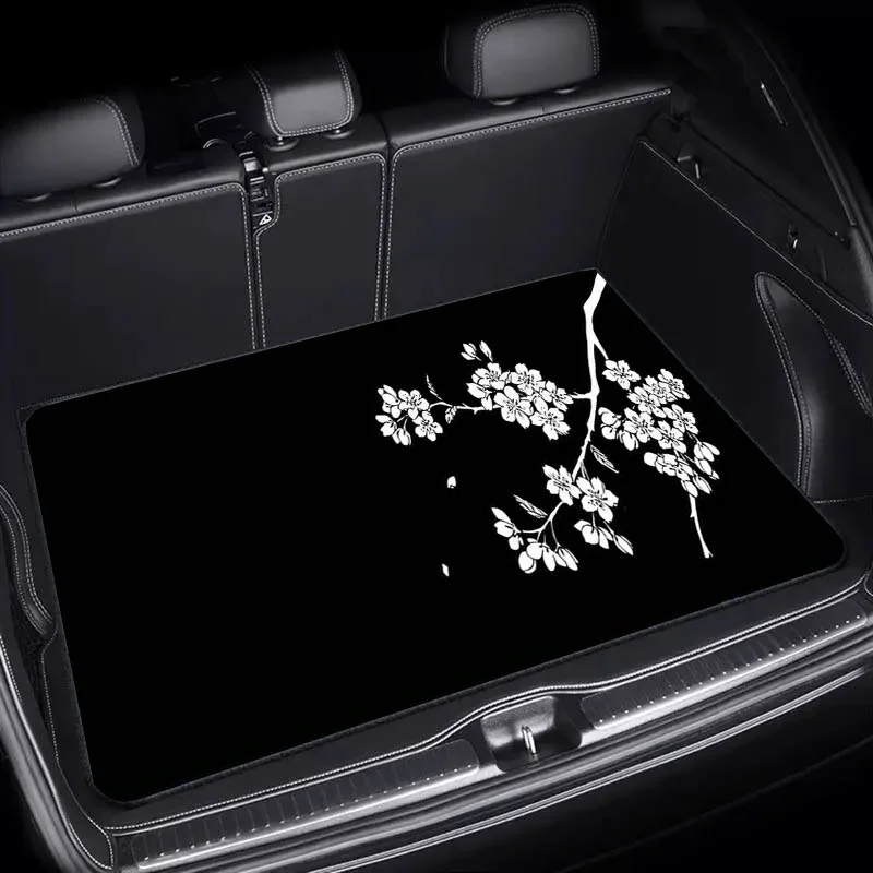 1pc Car Trunk Mat, Measuring 75X100, Made From Durable Material, Featuring A Cherry Blossom Design, Ideal For Organizing Car Int