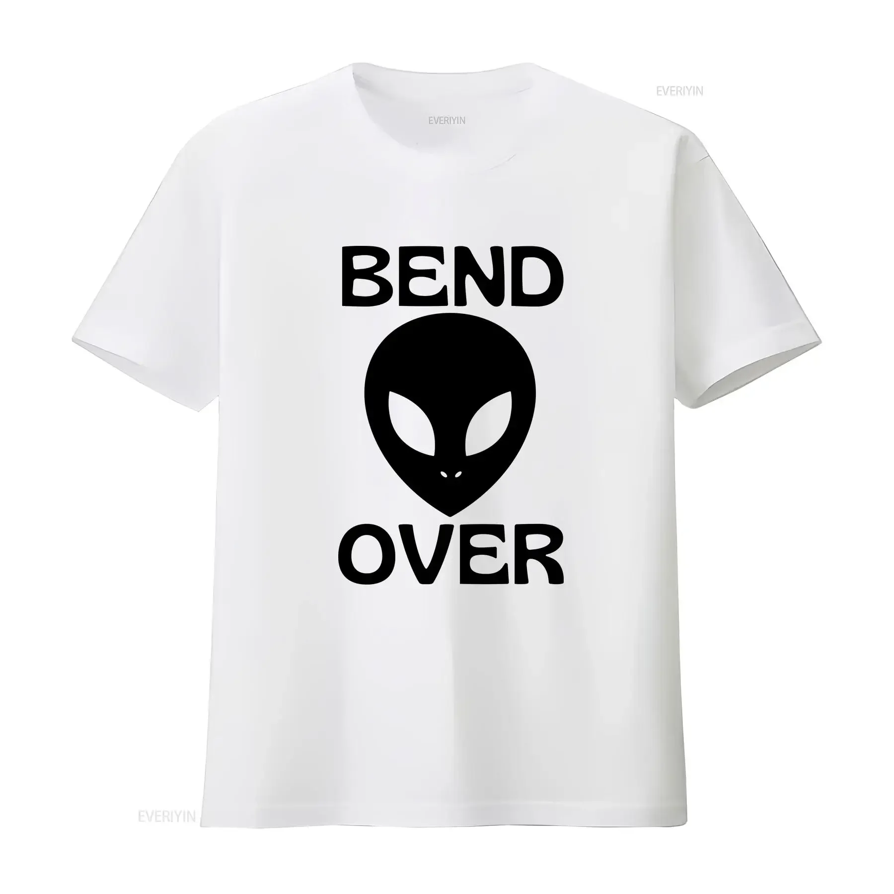 Bend Over T Shirt Funny Novelty Grey Alien Top Halloween vintage Washed Stretched Top For Everyday Wear homme Comfortable
