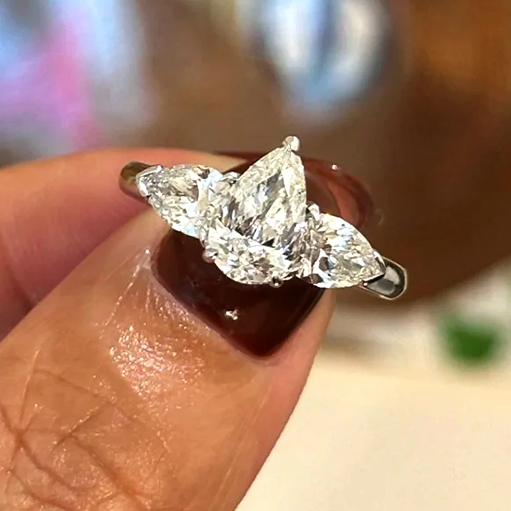 1–5 CT Mioshanit-Ring im Birnenschliff, GRA-zertifiziert, 925er Sterlingsilber vergoldet, 18 Karat D VVS1, Labordiamant, Hochzeit, Verlobungsring für Frauen – Detail 9