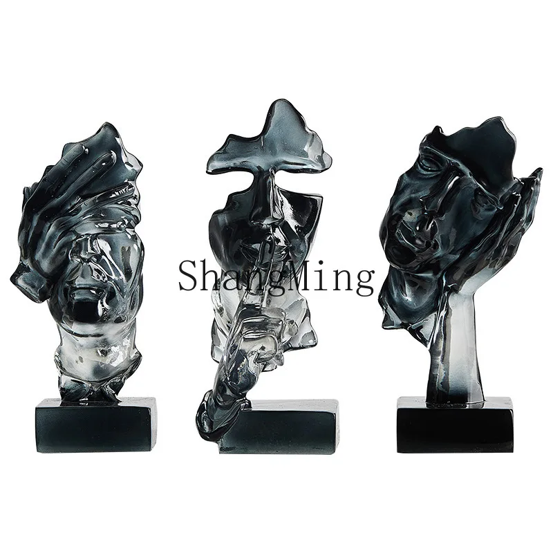 

DSA Resin Crafts Face Sculpture Home Decor Desktop Ornament Wine Cabinet Office Entrance Coffee Table