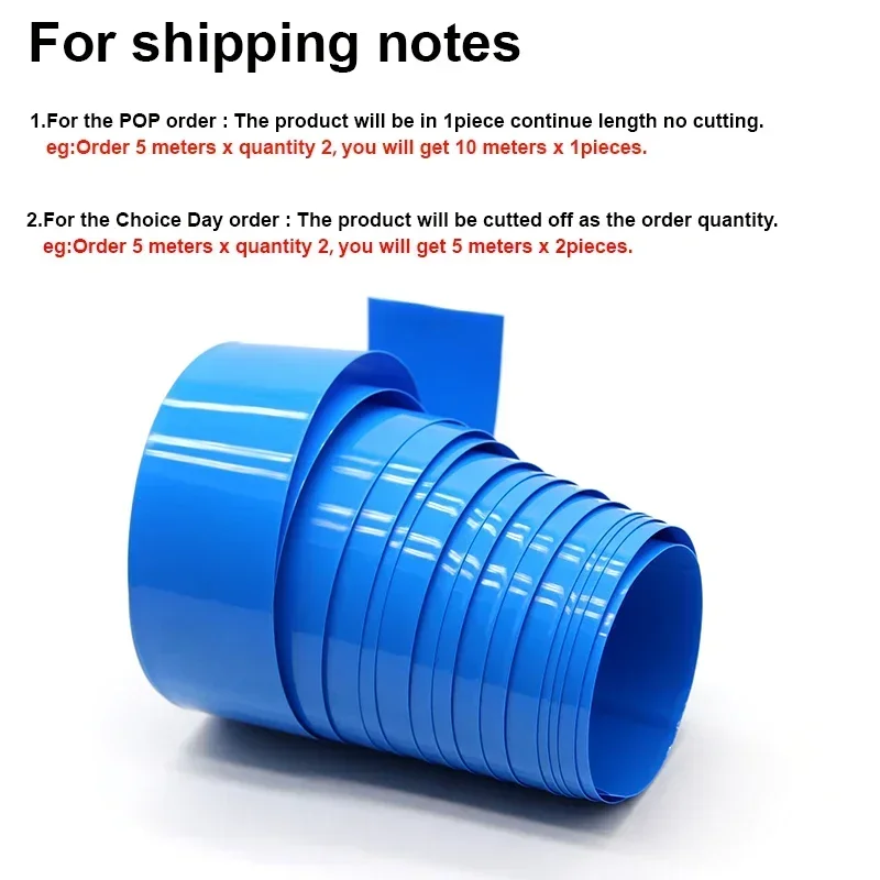 1M~10M PVC Heat Shrink Tube 18650 Lipo Battery Pack 160mm ~ 500mm Insulated Protection Film Wrap lithium Case Cable Sleeve Blue