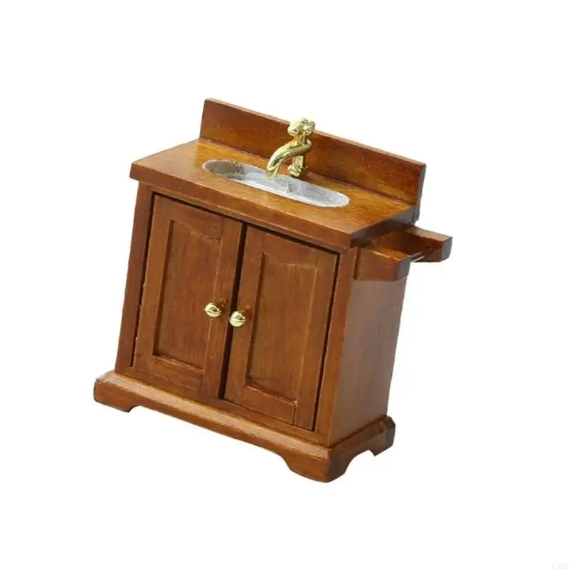 

Miniature Dollhouses Bathroom Sink and Cabinet Set 1/16 Scale for Realistic Home Decoration L8RB