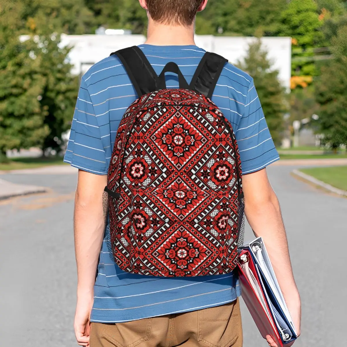 Ukraine Ukrainian Embroidery Ornament Backpack for Men Women Water Resistant School College Boho Bag Printing Bookbags