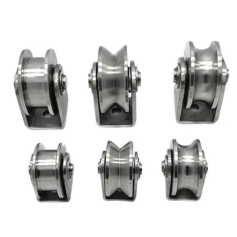 

201 Stainless Steel Sliding Door Roller Wheel Pulley With Bearing Furniture Accessories 1 Piece U/V/H Shape Shower Door Pulley