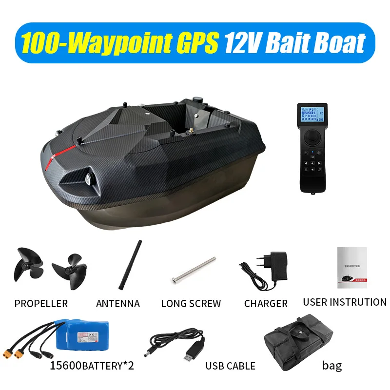 Afstandsbediening 600M visaasboot, dubbele 15600 mAh grote batterij, sterke kracht, treknet, hoge snelheid RC buitenspeelgoed