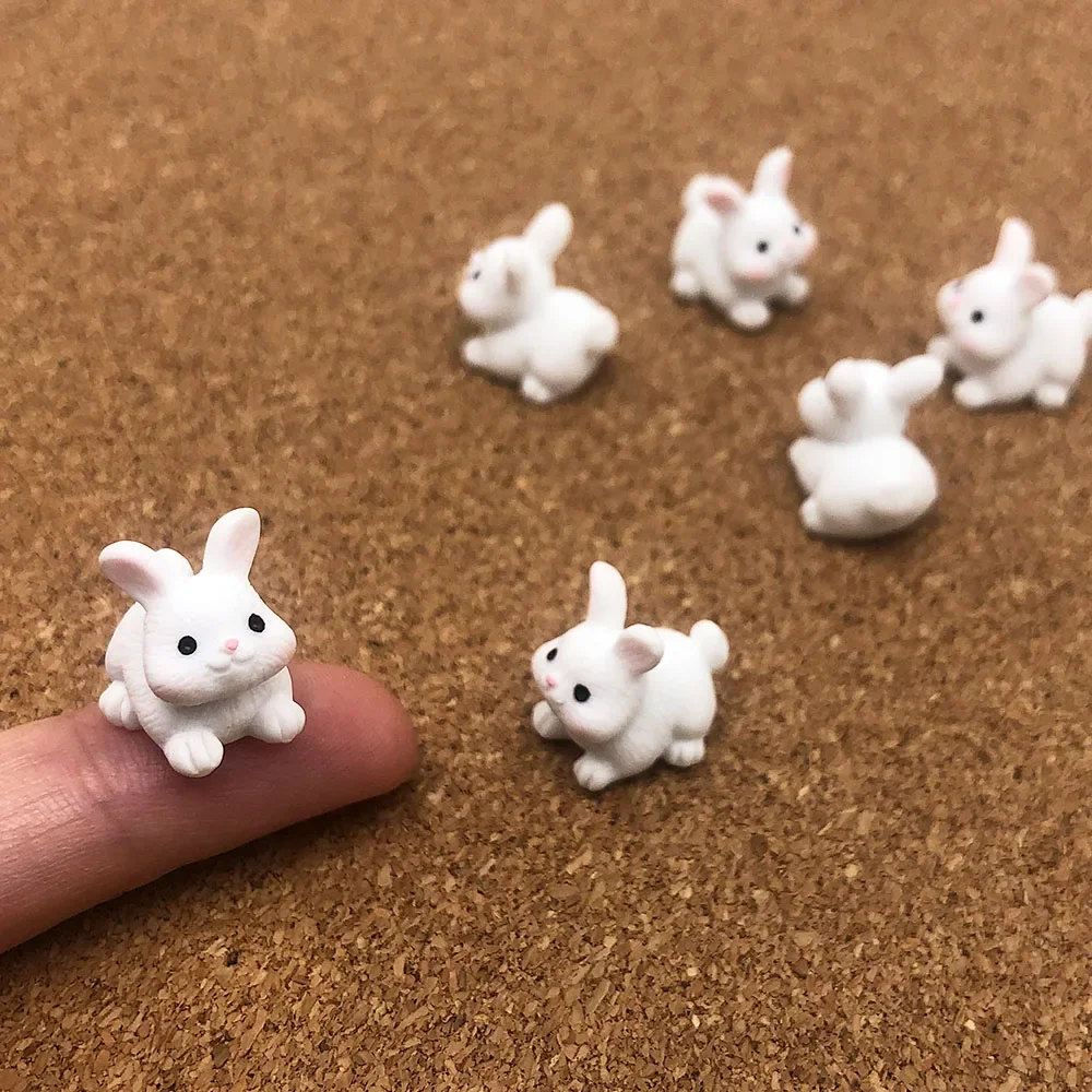 5PCS Adorable Mini Resin Rabbit Miniature - Cute Fairy Garden Ornament, Micro Landscape DIY Crafts Decoration
