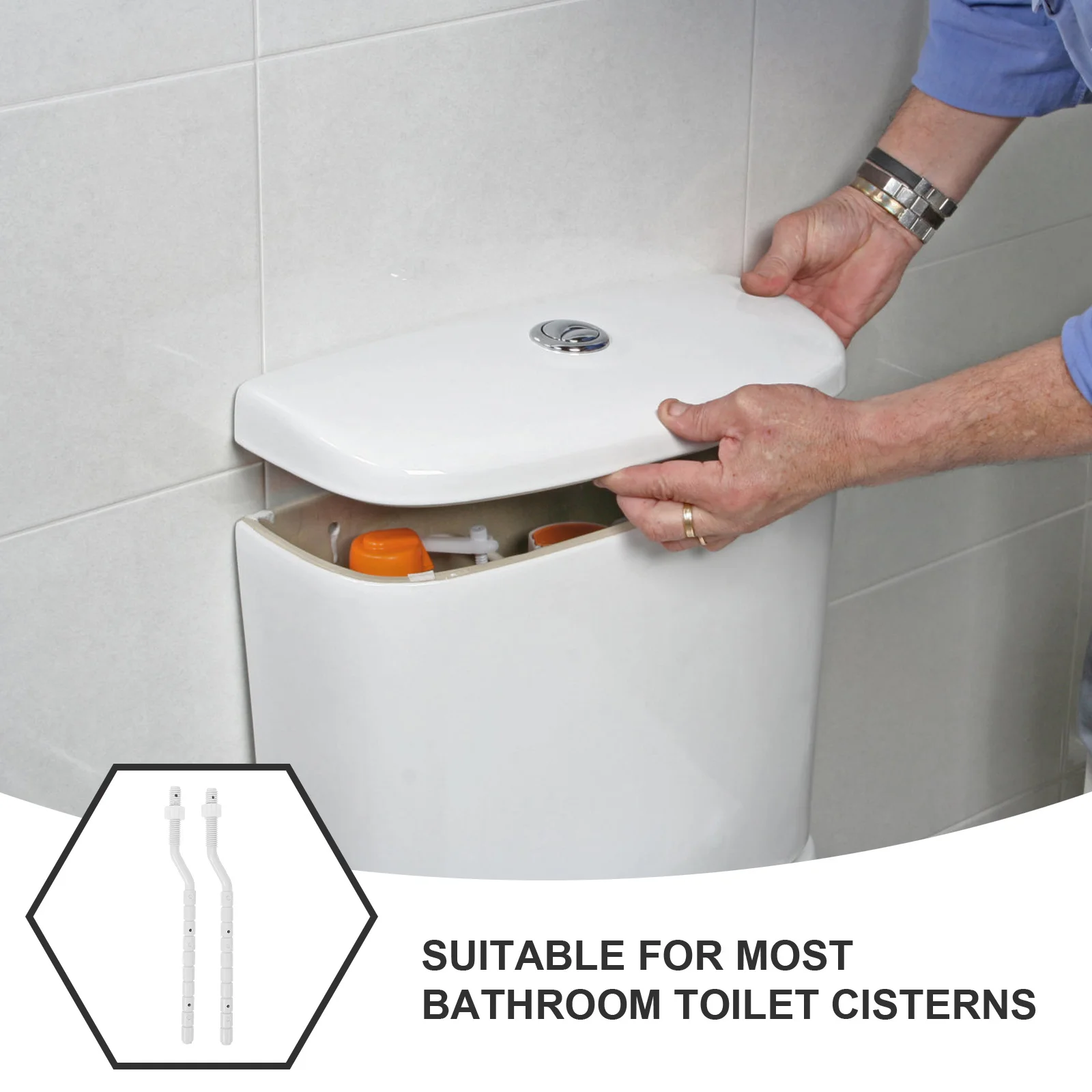 

1Pair Toilet Water Tank Push Button Rods Replacement Adjustable Toilet Flush Parts Durable Quiet Use Button Rods