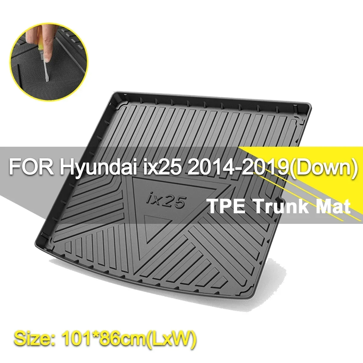 

Car Rear Trunk Cover Mat Waterproof Non-Slip Rubber TPE Cargo Liner Accessories For Hyundai ix25 2014-2019(Down)