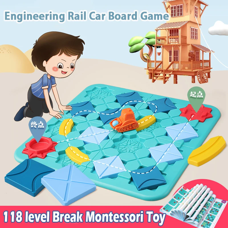 

Fun Road Maze Engineering Rail Car Montessori busy Board Games Thinking Logic Assembling Challenge Educational interactive Toys