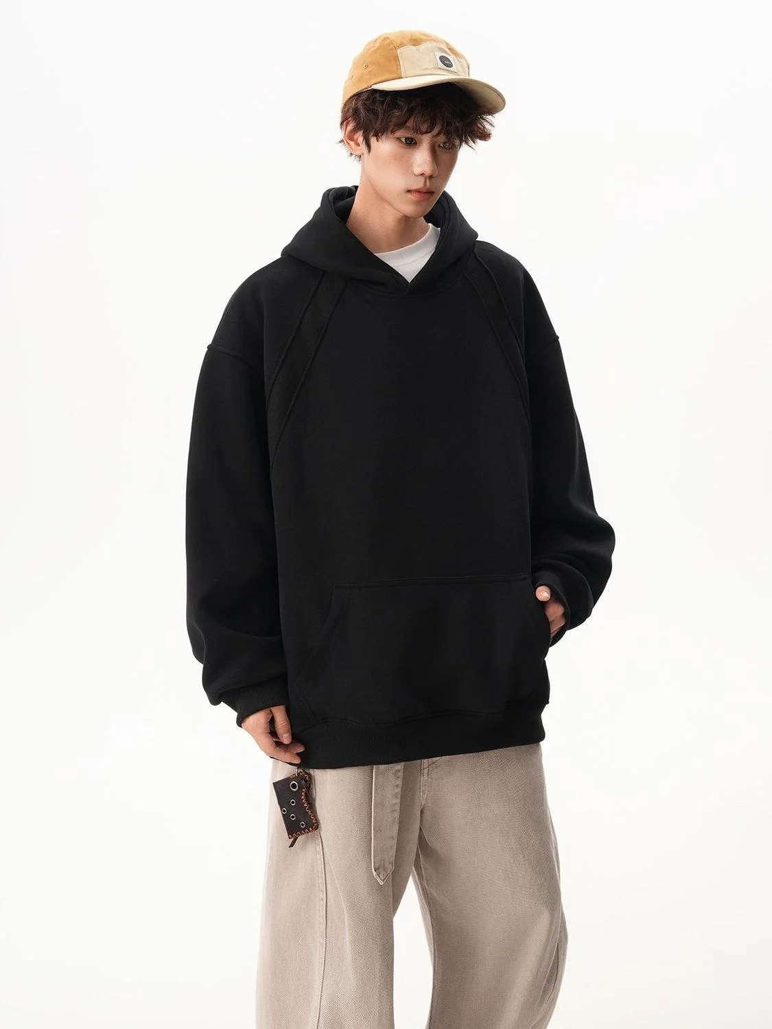 

Mens With Hat Hoodies For Man Streetwear Summer Lightweight Patchwork Multi-Pocket Graffiti Urban Gym Hiking Performance Fashion