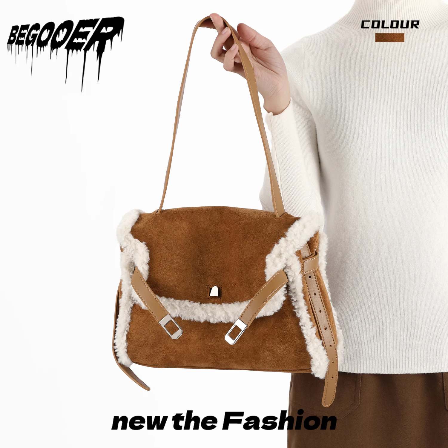 

Сумка из меха ягненка, оригинальный дизайн, зимняя модная легкая роскошная сумка через плечо, сумка для ежедневных поездок на работу, сумка на одно плечо