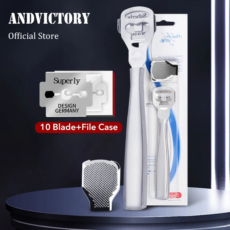 

1Set Stainless Steel Callus Shaver Set 10 Replacement Blades Foot Hard Dead Skin Remover Cutter Trimmer Pedicure Tools