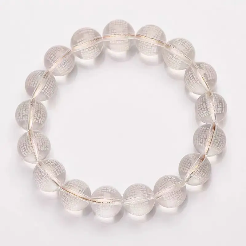 UMQ Natural White Crystal Bracelet Men and Women Jewelry Ice-like Buddha Beads Bracelet Carved Single Circle Gift