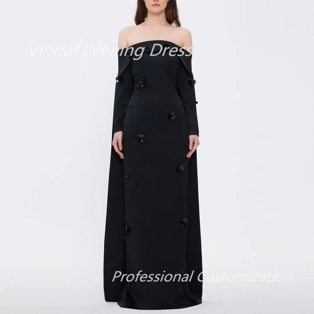 Vindal Evening dresses Crepe Appliques Floor-Length Long-sleeve Strapless Exquisite Gorgeous High-Quality السعود For Woman 2024