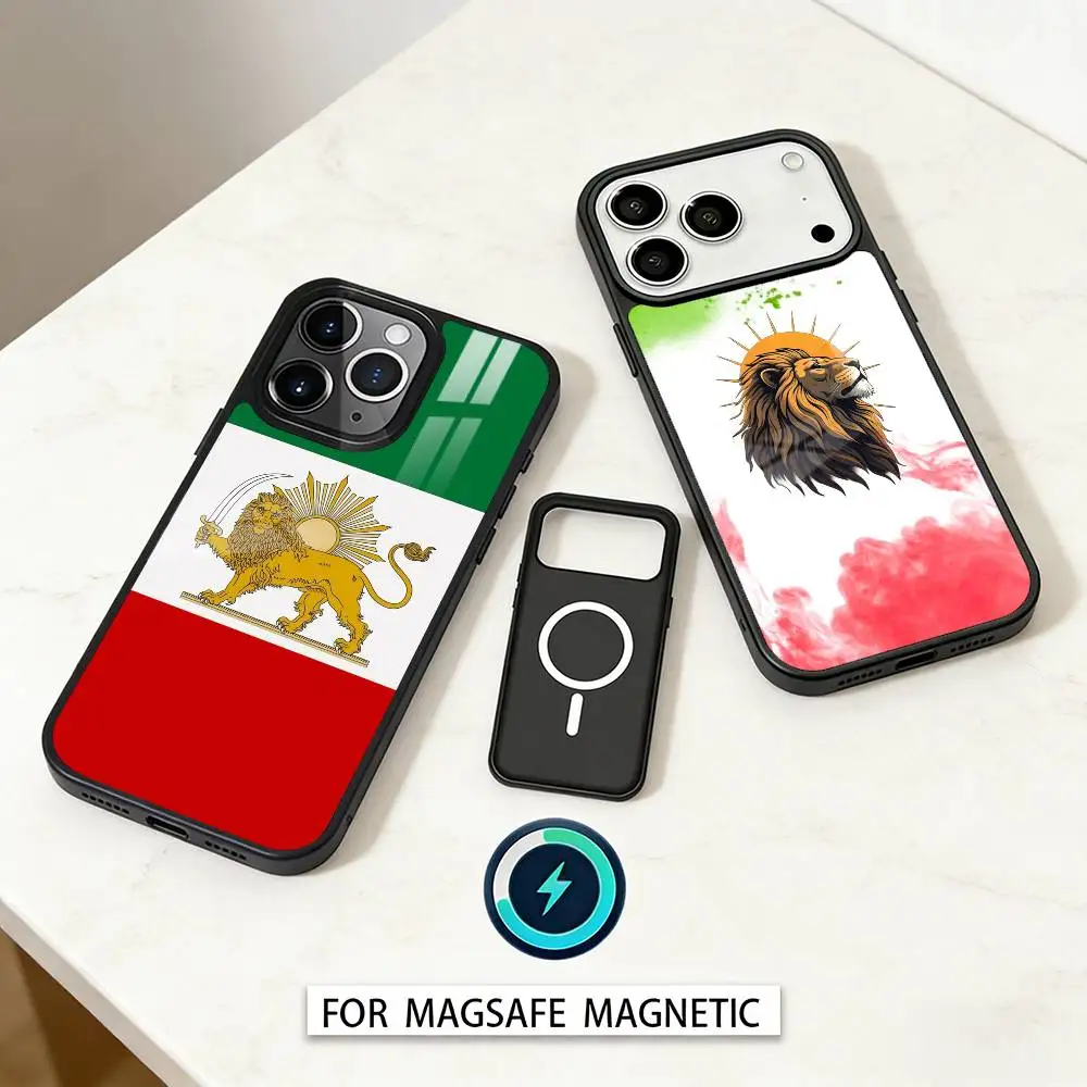 

Lion Flag of Iran Phone Case For iPhone 17,16,15,14,13,12,Pro,Max For Magsafe Magnetic Wireless Charging