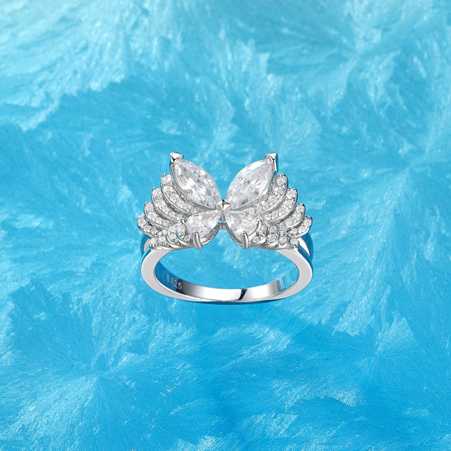 

Европейское кольцо из серебра 925 пробы с бабочкой, многослойное кольцо с бриллиантом высшего качества, женский свадебный подарок, изысканные роскошные ювелирные изделия