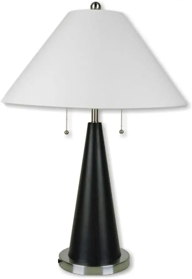 

International 6238 28-Inch Metal Table Lamp, Black/Silvertone