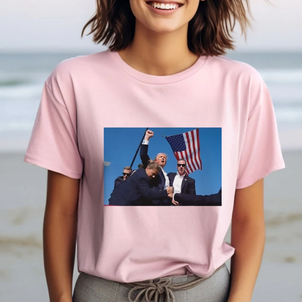 

Donald Trump Mugshot T Shirt Trump Rally Shooter Tshirt 2024 Trump Fight Assassinated Printed T-shirts Cotton Casual Tee Tops