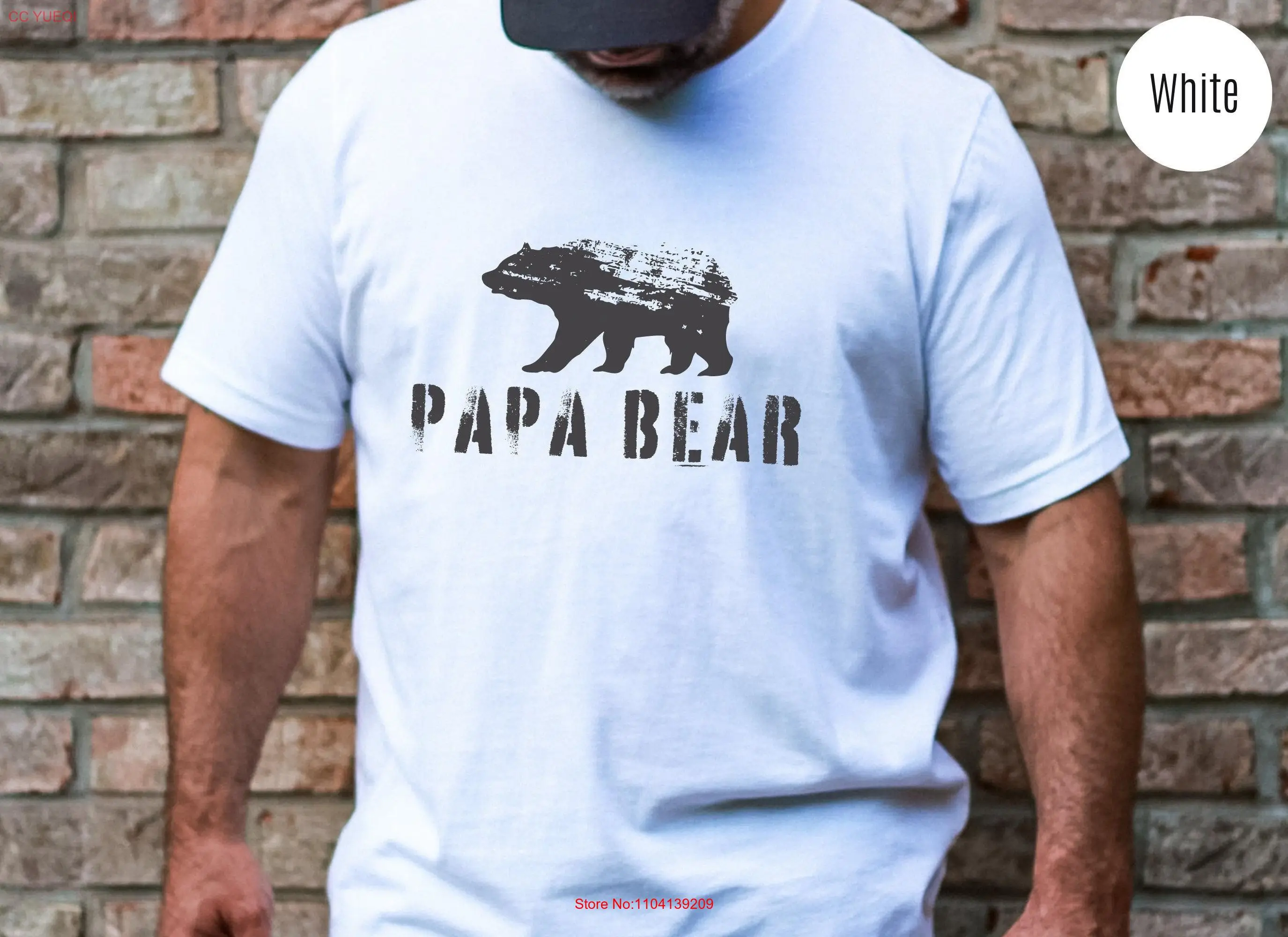 Papa Bear Distressed T Shirt Rustic Dad Fathers Day Grandpa s for Husband New long or short sleeves