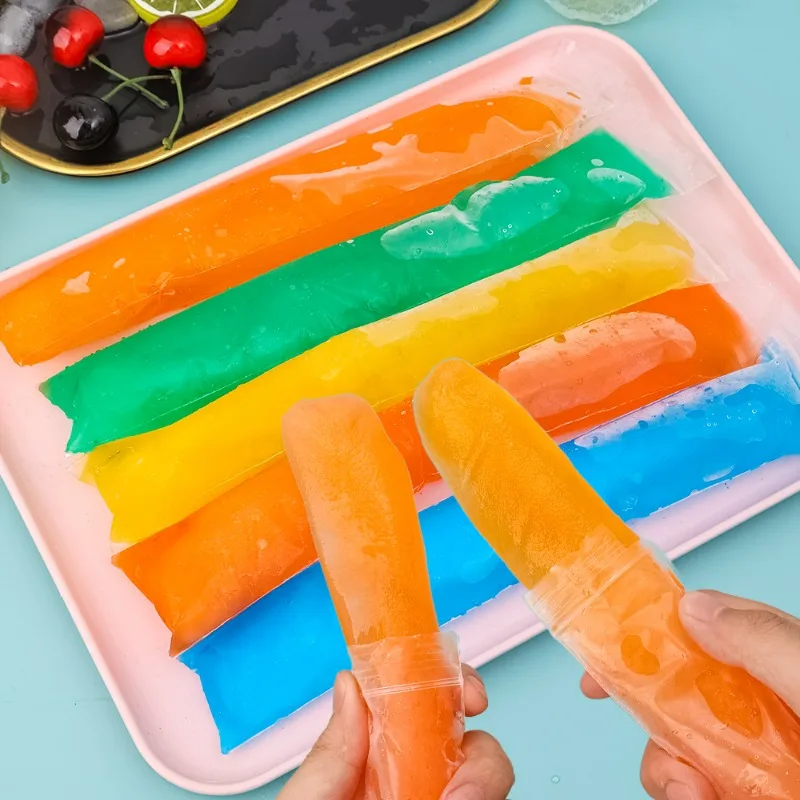 300/50Pcs Disposable Transparent Popsicle Bags Ice Cream Juice Yogurt Chocolate Ice Bags DIY Kitchen Accessories Cool Summer