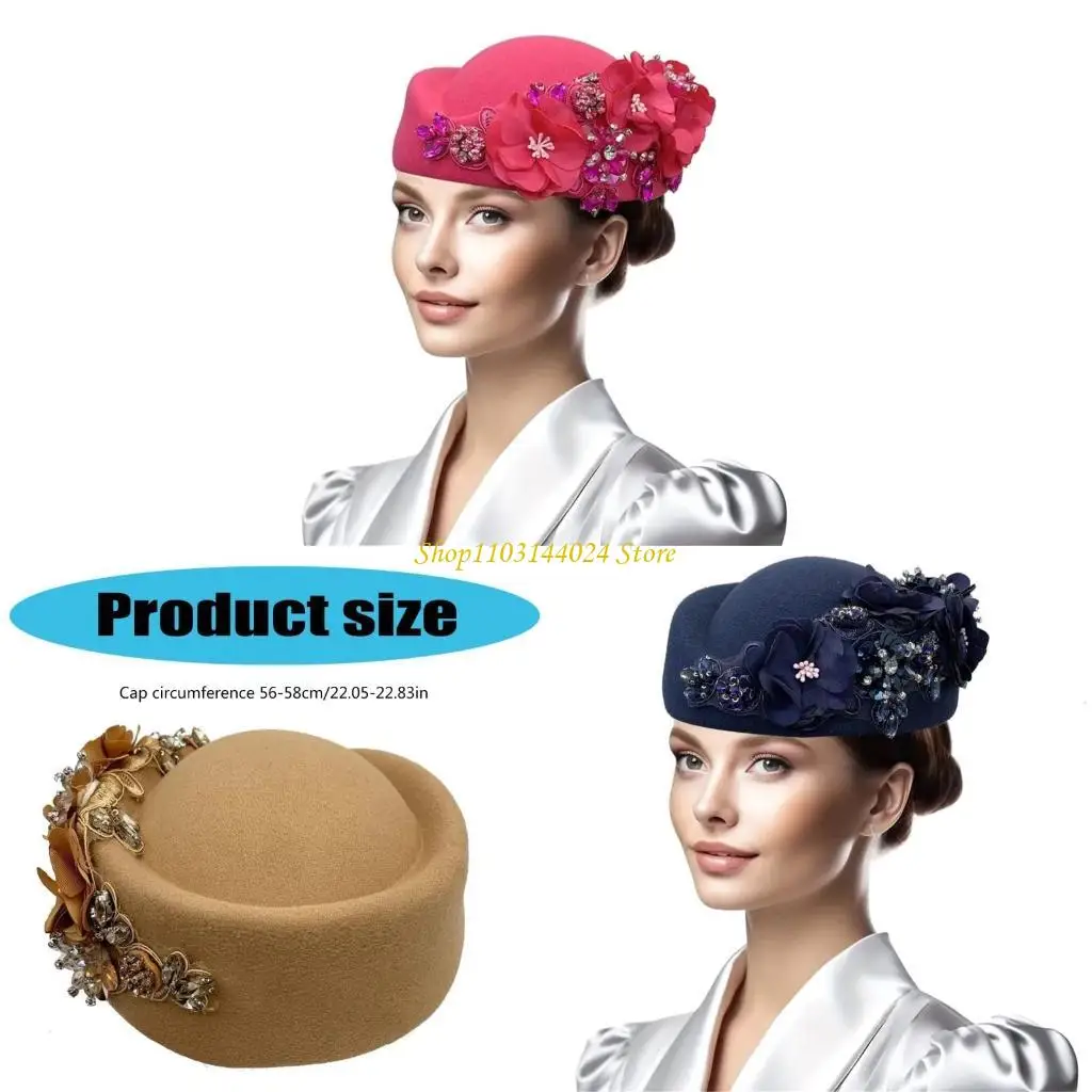 

N5KE Cocktail Party Flower Hat Fascinator Hat Church Caps 20s Flapper Women Bowler Hat Theme Event Vintage Headpiece