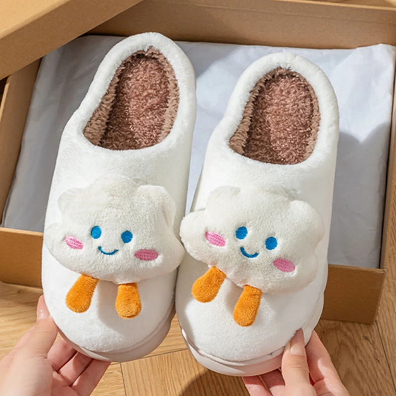 جميل الكرتون الغيوم النعال المنزل للنساء 2025 الشتاء لينة وحيد أفخم نِعال من الفراء امرأة خفيفة عدم الانزلاق أحذية غرفة المعيشة #4